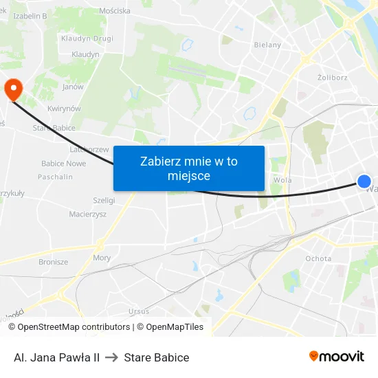 Al. Jana Pawła II to Stare Babice map