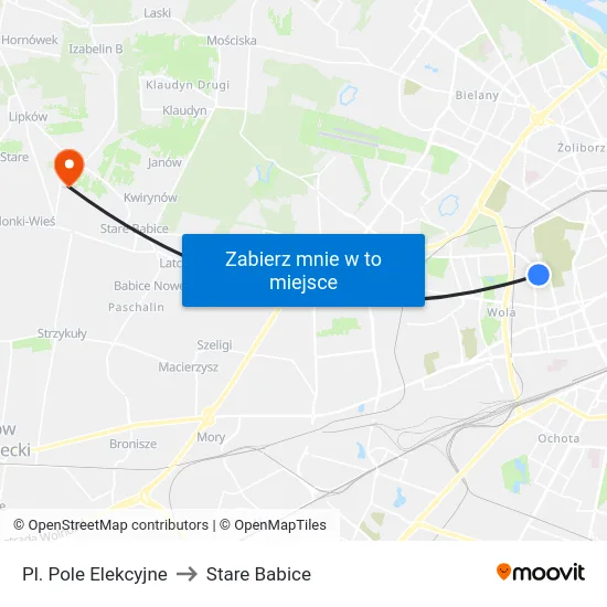 Pl. Pole Elekcyjne to Stare Babice map