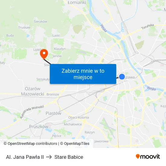 Al. Jana Pawła II to Stare Babice map