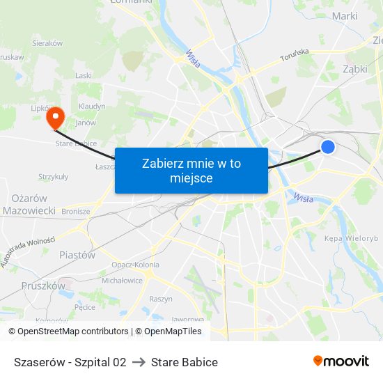 Szaserów-Szpital to Stare Babice map