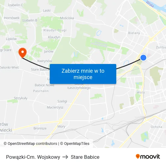Powązki - Cm. Wojskowy to Stare Babice map