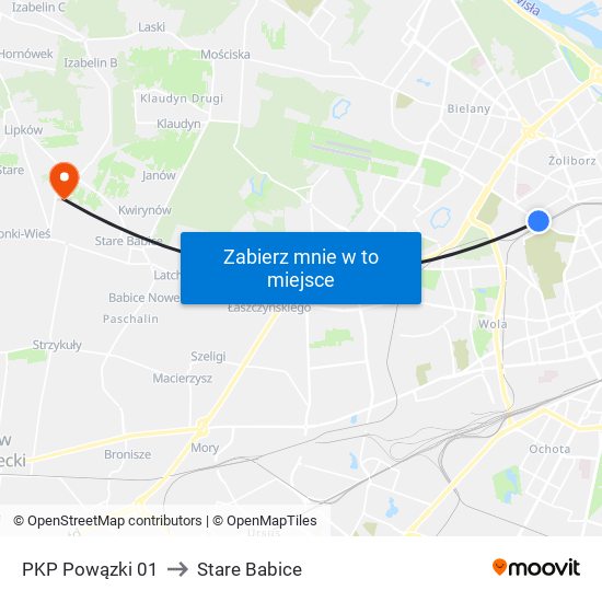 PKP Powązki 01 to Stare Babice map