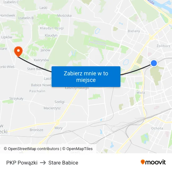 PKP Powązki to Stare Babice map