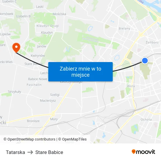 Tatarska to Stare Babice map
