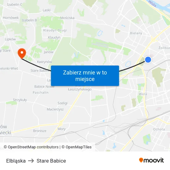 Elbląska to Stare Babice map