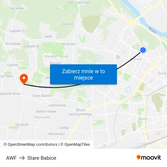 AWF to Stare Babice map