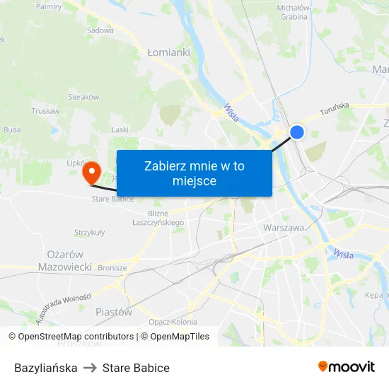 Bazyliańska to Stare Babice map