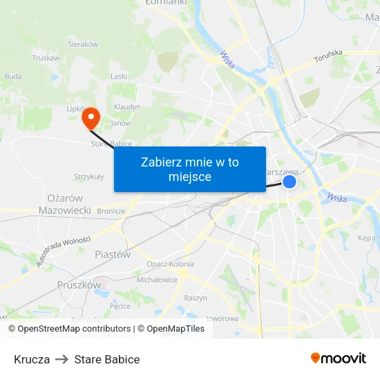 Krucza to Stare Babice map