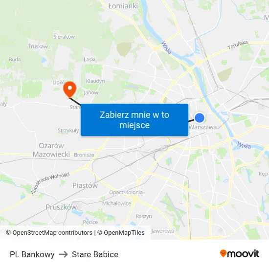 Pl. Bankowy to Stare Babice map