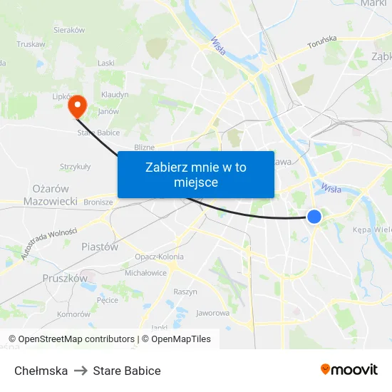 Chełmska to Stare Babice map