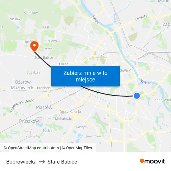 Bobrowiecka to Stare Babice map