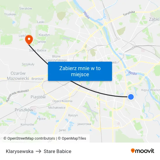 Klarysewska to Stare Babice map