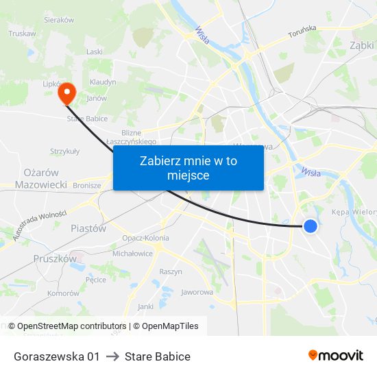 Goraszewska to Stare Babice map