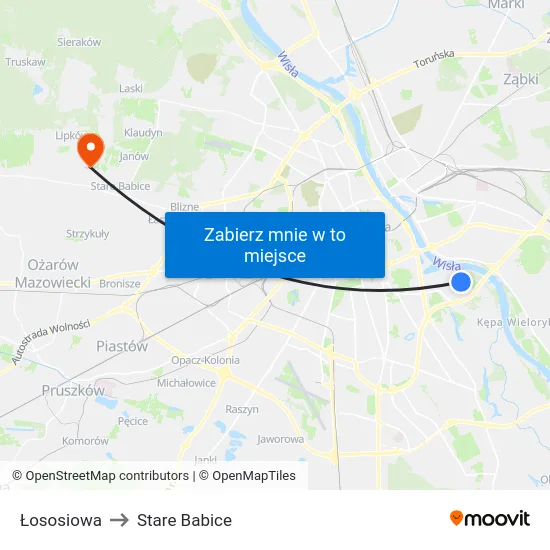Łososiowa to Stare Babice map