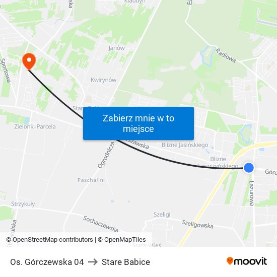 Os. Górczewska to Stare Babice map