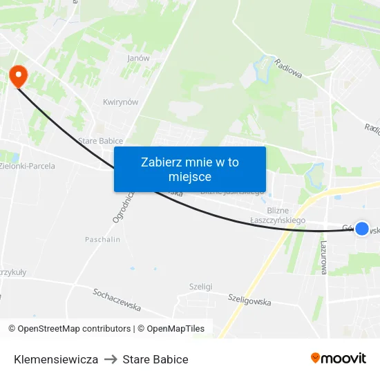 Klemensiewicza to Stare Babice map