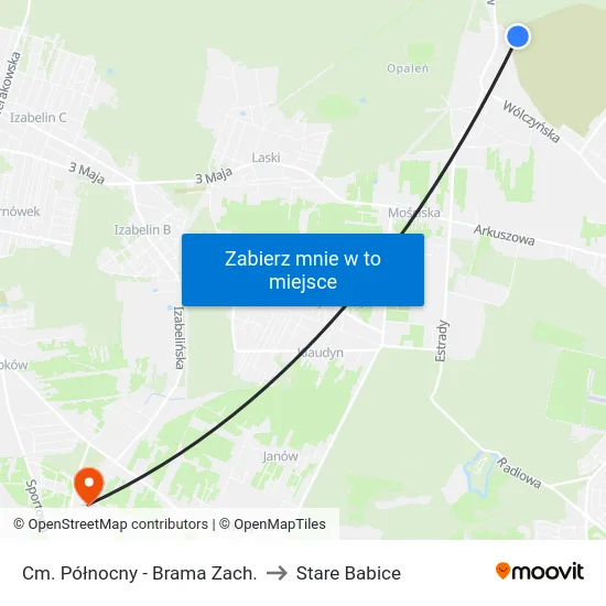 Cm. Północny - Brama Zach. to Stare Babice map