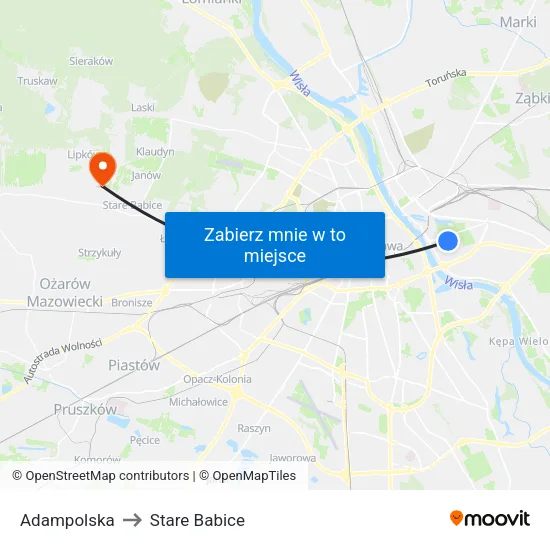 Adampolska to Stare Babice map