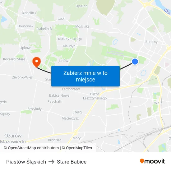 Piastów Śląskich to Stare Babice map