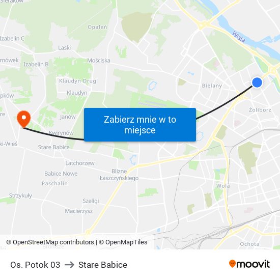 Os. Potok 03 to Stare Babice map