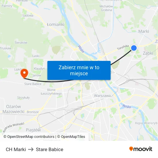CH Marki to Stare Babice map