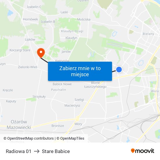 Radiowa 01 to Stare Babice map