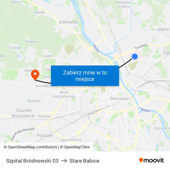 Szpital Bródnowski 03 to Stare Babice map