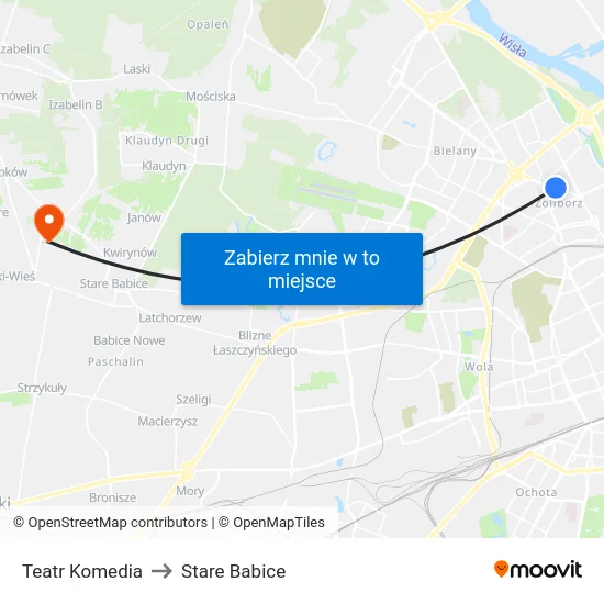 Teatr Komedia to Stare Babice map