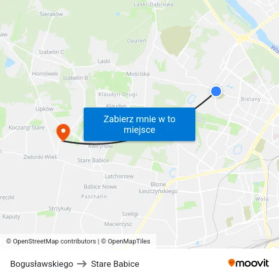 Bogusławskiego to Stare Babice map