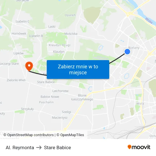 Al. Reymonta to Stare Babice map