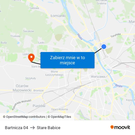 Bartnicza 04 to Stare Babice map