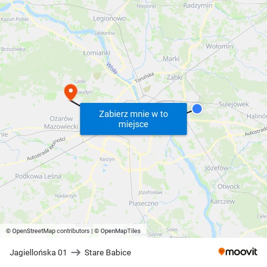 Jagiellońska to Stare Babice map