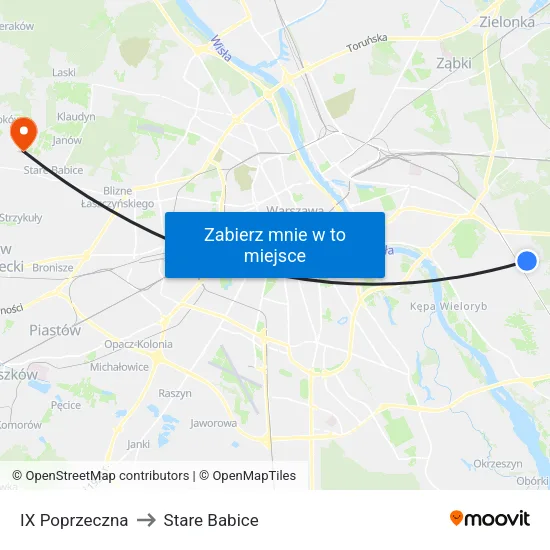 IX Poprzeczna to Stare Babice map