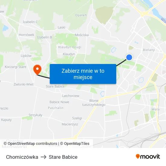 Chomiczówka to Stare Babice map