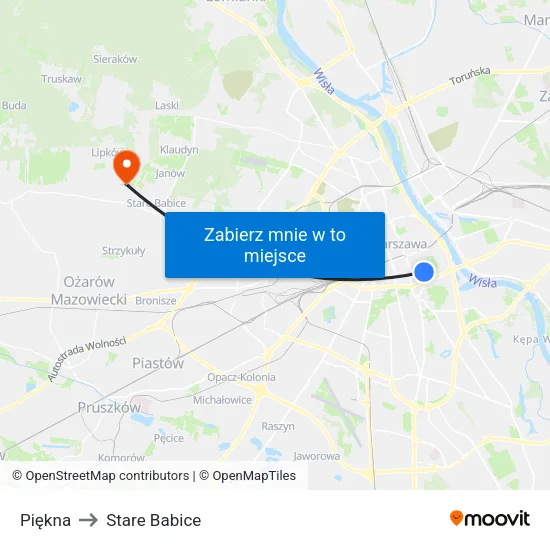 Piękna to Stare Babice map