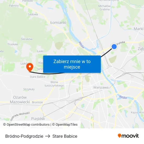 Bródno - Podgrodzie to Stare Babice map
