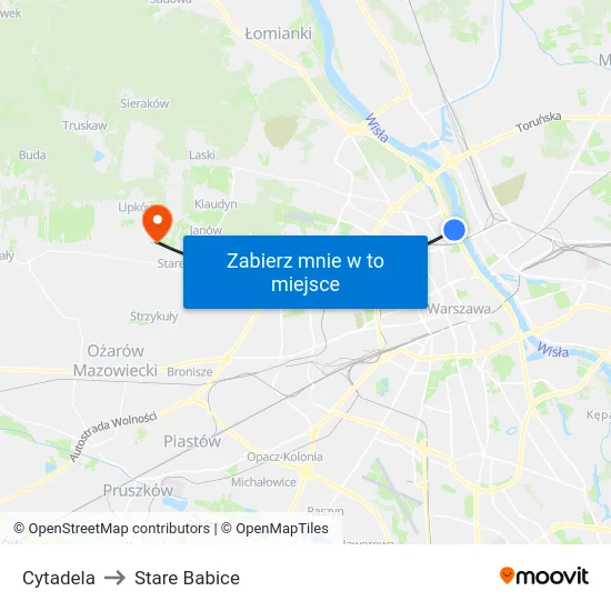 Cytadela to Stare Babice map