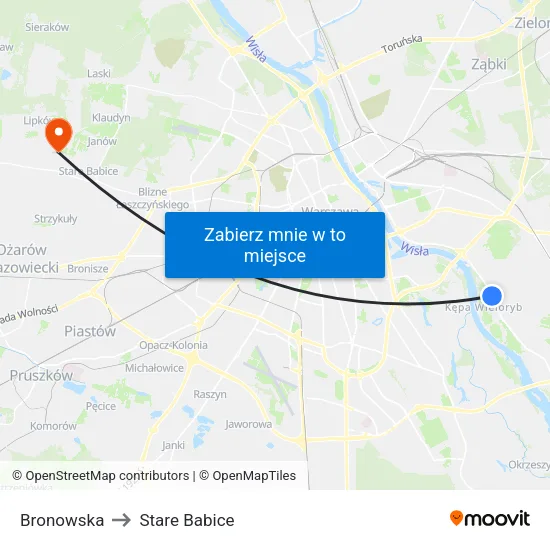 Bronowska to Stare Babice map