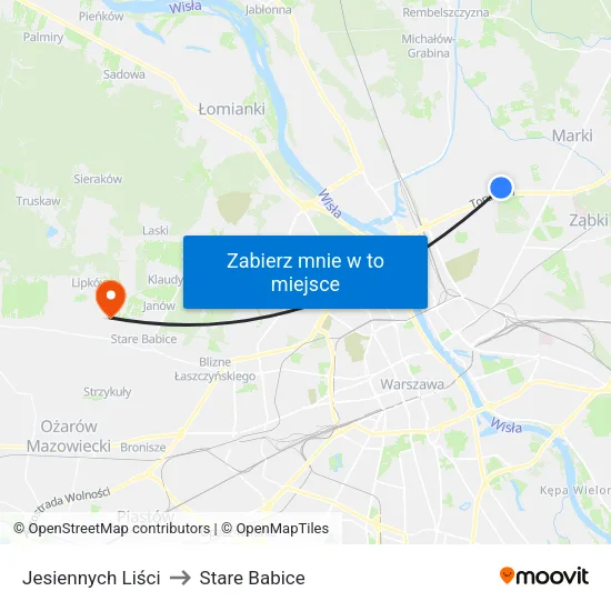 Jesiennych Liści to Stare Babice map