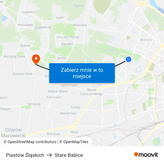 Piastów Śląskich to Stare Babice map