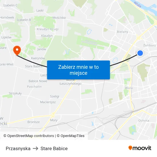 Przasnyska to Stare Babice map