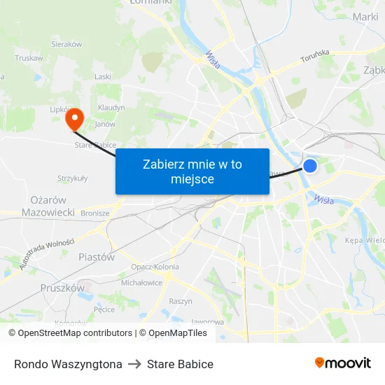 Rondo Waszyngtona to Stare Babice map