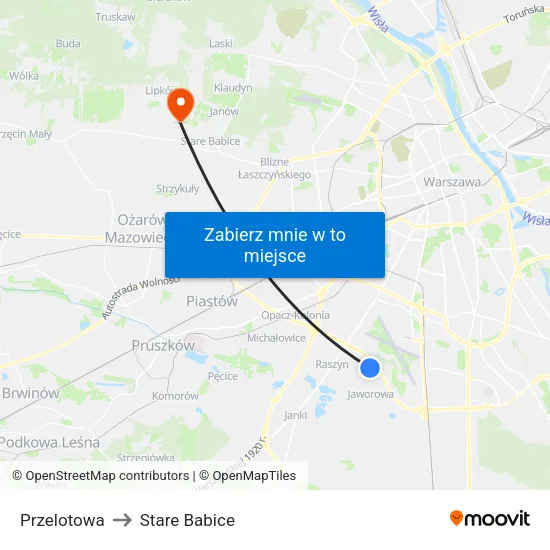 Przelotowa to Stare Babice map