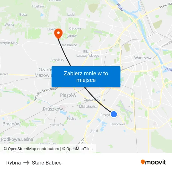 Rybna to Stare Babice map