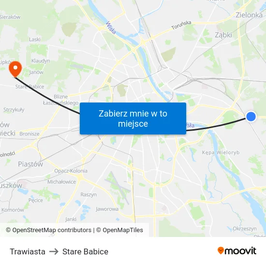 Trawiasta to Stare Babice map