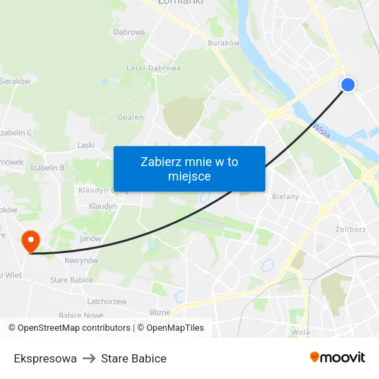 Ekspresowa to Stare Babice map