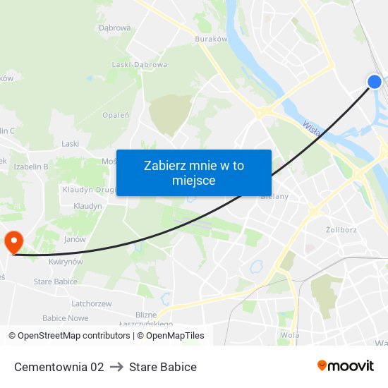 Cementownia to Stare Babice map