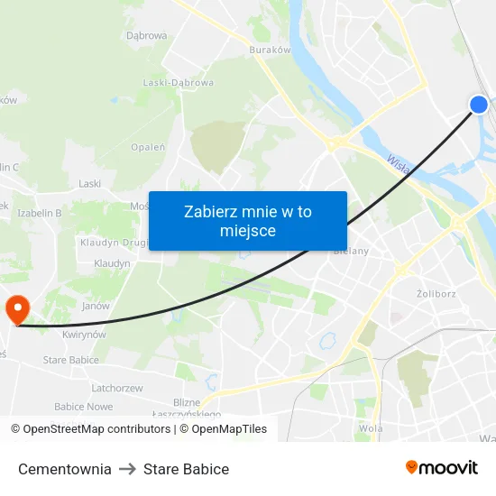 Cementownia to Stare Babice map
