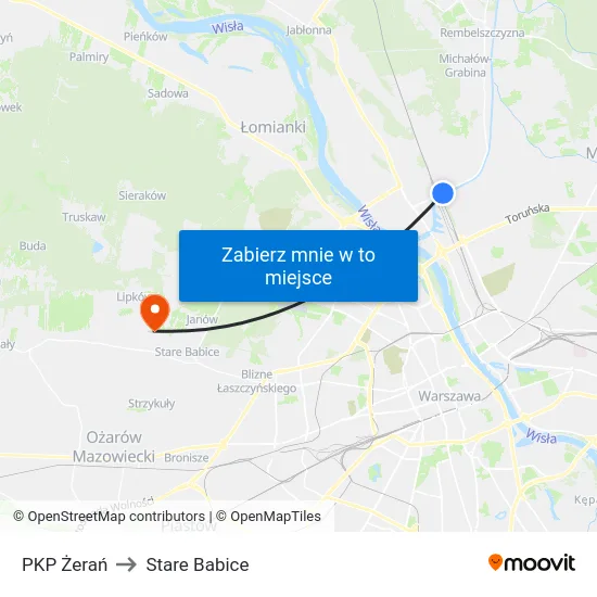 PKP Żerań to Stare Babice map