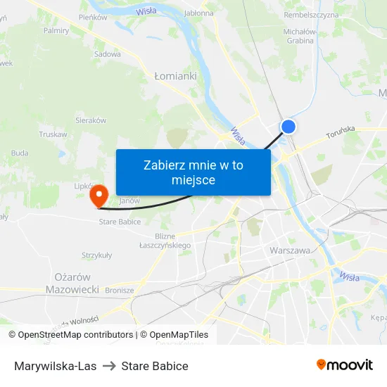 Marywilska - Las to Stare Babice map